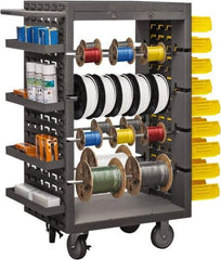 Durham - 1,200 Lb Capacity, 18" Wide x 26" Long x 46" High Wire Spool Cart - 8 Slot, Steel, 2 Rigid/2 Swivel Casters - Exact Tool & Supply