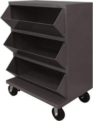 Durham - 2,400 Lb Capacity, 24" Wide x 36" Long x 49-1/4" High Storage Bin Cart - 3 Slot, Steel, 2 Rigid/2 Swivel Casters - Exact Tool & Supply