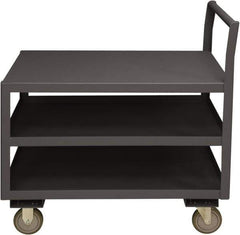 Durham - 1,200 Lb Capacity, 30-1/4" Wide x 63" Long x 37-1/2" High Service Cart - 3 Shelf, Steel, 2 Rigid/2 Swivel Casters - Exact Tool & Supply