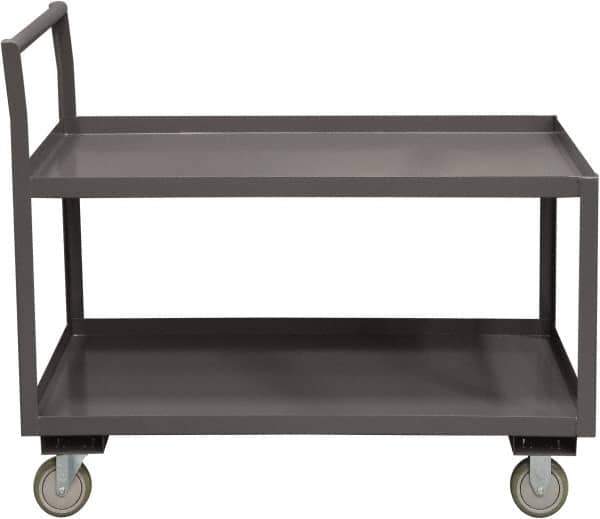 Durham - 1,200 Lb Capacity, 24-1/4" Wide x 51" Long x 37-1/2" High Service Cart - 2 Shelf, Steel, 2 Rigid/2 Swivel Casters - Exact Tool & Supply