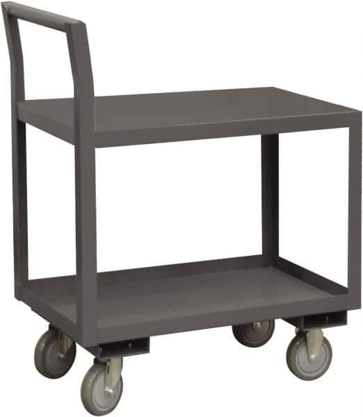 Durham - 1,200 Lb Capacity, 30-1/4" Wide x 51" Long x 37-1/2" High Service Cart - 2 Shelf, Steel, 2 Rigid/2 Swivel Casters - Exact Tool & Supply