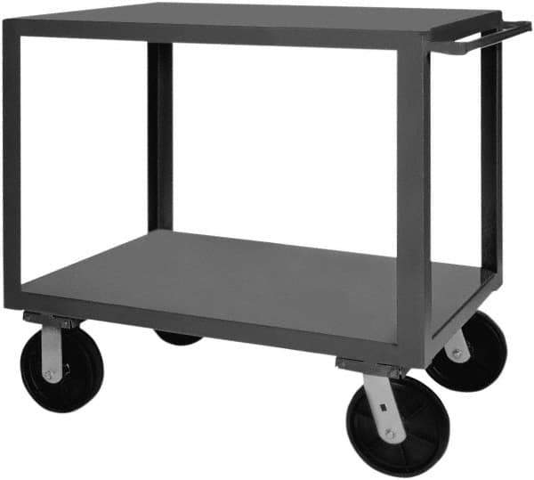Durham - 5,000 Lb Capacity, 36" Wide x 72" Long x 40-1/4" High Heavy Duty Service Cart - 2 Shelf, Steel, 2 Rigid/2 Swivel Casters - Exact Tool & Supply