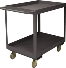 Durham - 3,600 Lb Capacity, 24" Wide x 36" Long x 39-1/16" High Service Cart - 2 Shelf, Steel, 2 Rigid/2 Swivel Casters - Exact Tool & Supply