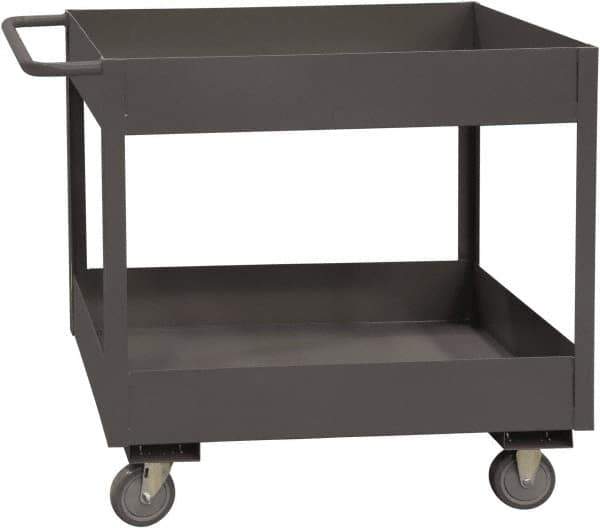 Durham - 3,600 Lb Capacity, 18" Wide x 30" Long x 38-1/2" High Service Cart - 2 Shelf, Steel, 2 Rigid/2 Swivel Casters - Exact Tool & Supply