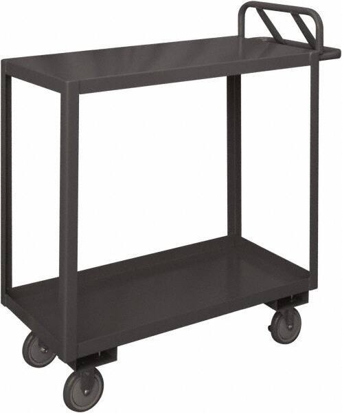 Durham - 1,200 Lb Capacity, 18" Wide x 36" Long x 37-5/8" High Service Cart - 2 Shelf, Steel, 2 Rigid/2 Swivel Casters - Exact Tool & Supply