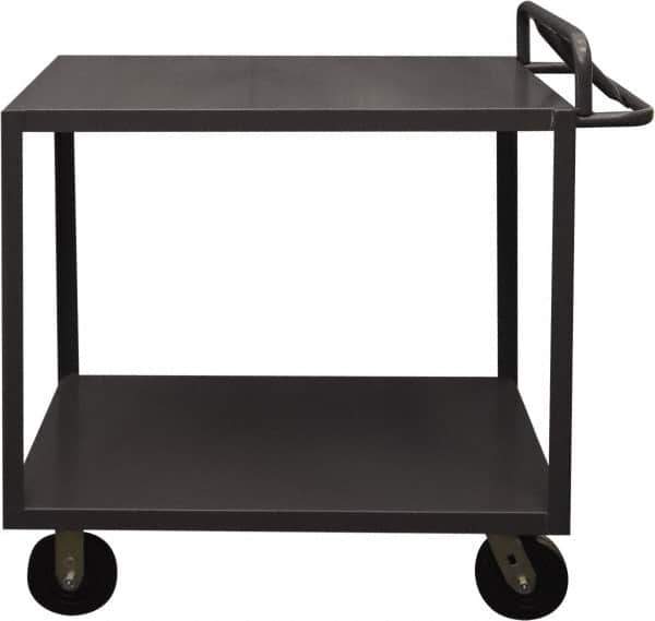 Durham - 3,600 Lb Capacity, 24" Wide x 48" Long x 37-5/8" High Service Cart - 2 Shelf, Steel, 2 Rigid/2 Swivel Casters - Exact Tool & Supply