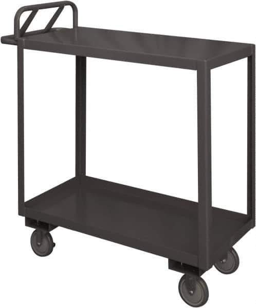 Durham - 1,200 Lb Capacity, 30" Wide x 48" Long x 38" High Service Cart - 2 Shelf, Steel, 2 Rigid/2 Swivel Casters - Exact Tool & Supply