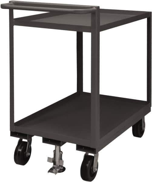 Durham - 1,500 Lb Capacity, 24" Wide x 48" Long x 41-1/16" High Service Cart - 2 Shelf, Steel, 2 Rigid/2 Swivel Casters - Exact Tool & Supply
