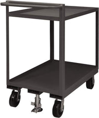 Durham - 1,500 Lb Capacity, 24" Wide x 48" Long x 41-1/16" High Service Cart - 2 Shelf, Steel, 2 Rigid/2 Swivel Casters - Exact Tool & Supply