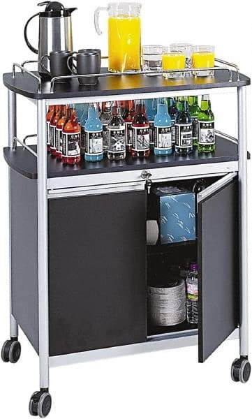 Safco - 50 Lb Capacity, 33-1/2" Wide x 21-3/4" Long x 43" High Mobile Cart - 2 Door, 1 Drawer, 1 Shelf, Steel, 4 Swivel Casters - Exact Tool & Supply