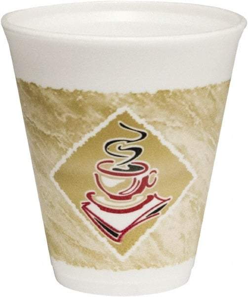 DART - Caf\xE9 G Foam Hot/Cold Cups, 12 oz - Brown,Red & White - Exact Tool & Supply
