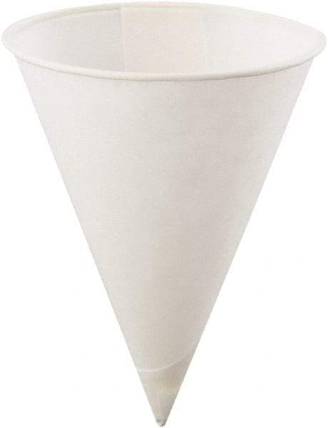 Konie - Poly-Bag Rolled-Rim Paper Cone Cups, 4 oz, 5000/Carton - White - Exact Tool & Supply
