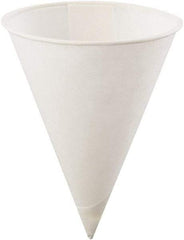Konie - Poly-Bag Rolled-Rim Paper Cone Cups, 4 oz, 5000/Carton - White - Exact Tool & Supply