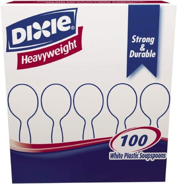 Dixie - Plastic Cutlery, Heavyweight Soup Spoons, 1000 per Carton - White - Exact Tool & Supply