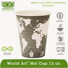 ECO PRODUCTS - World Art Renewable Compostable Hot Cups, 12 oz, 50/PK, 20 PK/CT - World Art Design - Exact Tool & Supply
