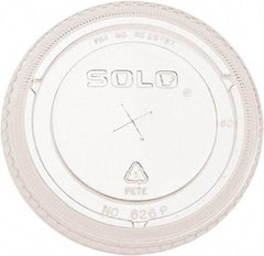 Solo - PETE Flat Straw-Slot Cold Cup Lids, Fits 16-24 oz, 100/Pack, 10 Packs/Carton - Clear - Exact Tool & Supply