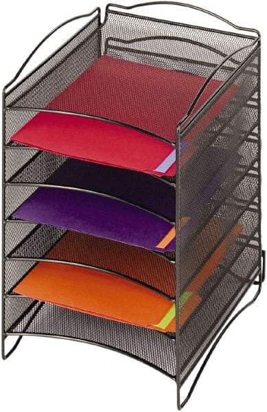 Safco - 10-1/4" Wide x 12-3/4" Deep x 15-1/4" High, 6 Compartments, Steel Desk Top Organizer - Black, 9-1/2" Compartment Width x 1" Compartment Depth x 12" Compartment Height - Exact Tool & Supply