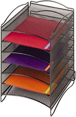 Safco - 10-1/4" Wide x 12-3/4" Deep x 15-1/4" High, 6 Compartments, Steel Desk Top Organizer - Black, 9-1/2" Compartment Width x 1" Compartment Depth x 12" Compartment Height - Exact Tool & Supply