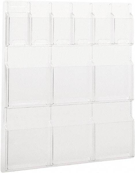 Safco - 30" Wide x 2" Deep x 34-3/4" High, 12 Compartments, Plastic Literature Display Board - Clear, 9-1/2" Compartment Width x 2" Compartment Depth x 9" Compartment Height - Exact Tool & Supply