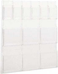 Safco - 30" Wide x 2" Deep x 34-3/4" High, 12 Compartments, Plastic Literature Display Board - Clear, 9-1/2" Compartment Width x 2" Compartment Depth x 9" Compartment Height - Exact Tool & Supply