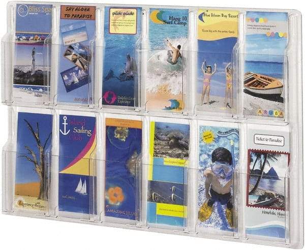 Safco - 30" Wide x 2" Deep x 20-1/4" High, 12 Compartments, Plastic Literature Display Board - Clear, 9-1/2" Compartment Width x 2" Compartment Depth x 9" Compartment Height - Exact Tool & Supply