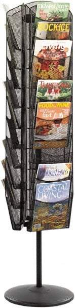 Safco - 15" Wide x 16-1/2" Deep x 66" High, 30 Compartments, Steel Rotary Literature Rack - Black, 9-1/2" Compartment Width x 5" Compartment Depth x 10" Compartment Height - Exact Tool & Supply