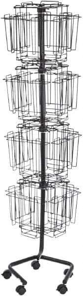 Safco - 15" Wide x 15" Deep x 60" High, 32 Compartments, Welded Wire Rotary Literature Rack - Charcoal, 9" Compartment Width x 5" Compartment Depth x 10-7/8" Compartment Height - Exact Tool & Supply