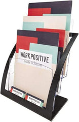 Deflect-o - 11-1/4" Wide x 6-15/16" Deep x 13-5/16" High, 3 Compartments, Polystyrene Magazine Stand - Black, 9-1/2" Compartment Width x 3-3/4" Compartment Depth x 11" Compartment Height - Exact Tool & Supply