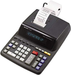Sharp - Fluorescent Printing Calculator - 8-5/8 x 12-7/8 Display Size, Black, AC Powered, 4" Long x 9.6" Wide - Exact Tool & Supply