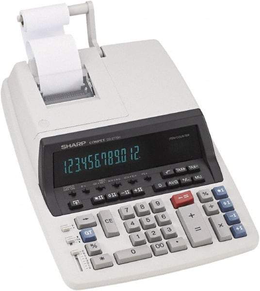 Sharp - Fluorescent Printing Calculator - 17mm Display Size, Light Gray, AC Powered, 12-1/2" Long x 8-3/4" Wide - Exact Tool & Supply