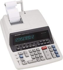 Sharp - Fluorescent Printing Calculator - 17mm Display Size, Light Gray, AC Powered, 12-1/2" Long x 8-3/4" Wide - Exact Tool & Supply