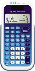 Texas Instruments - LCD Scientific Calculator - 3 x 5.8 Display Size, Blue & White, Battery & Solar Powered, 9.8" Long x 6.8" Wide - Exact Tool & Supply