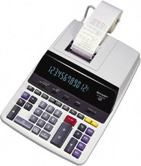 Sharp - Fluorescent Printing Calculator - 17mm Display Size, Light Gray, AC Powered, 16.1" Long x 10" Wide - Exact Tool & Supply
