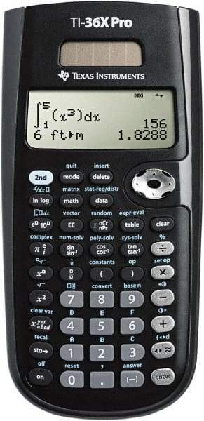 Texas Instruments - LCD Scientific Calculator - 3-3/8 x 7-1/4 Display Size, Black, Battery & Solar Powered, 9.7" Long x 6-1/2" Wide - Exact Tool & Supply