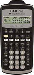 Texas Instruments - LCD Financial Calculator - 3 x 6 Display Size, Black, Battery Powered, 2.4" Long x 6-1/2" Wide - Exact Tool & Supply