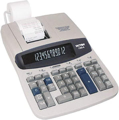 Victor - Fluorescent Printing Calculator - 8-3/4 x 12-1/2 Display Size, Light Gray, AC Powered, 6" Long x 11.9" Wide - Exact Tool & Supply