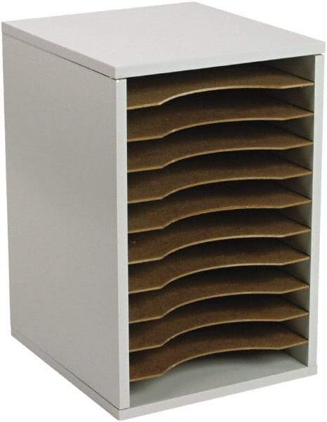 Safco - Gray Vertical Desktop Sorter - Fiberboard, Hardboard, Laminated Compressed Wood - Exact Tool & Supply