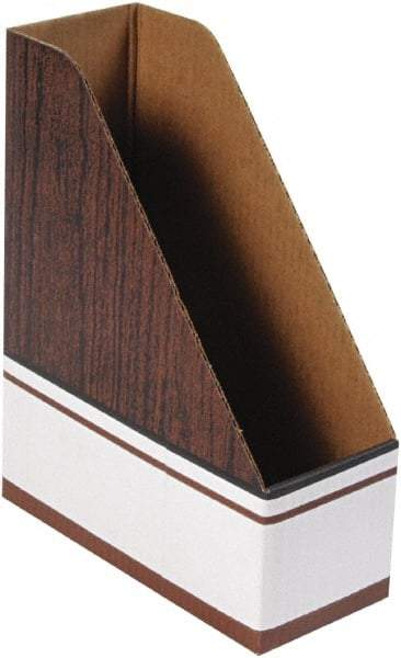 BANKERS BOX - White & Wood Grain Magazine Stand - Corrugated Cardboard - Exact Tool & Supply