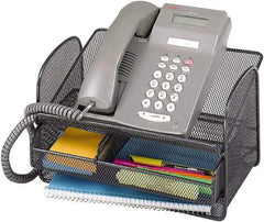 Safco - Black Desktop Telephone Stand - Steel, Mesh - Exact Tool & Supply