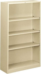 Hon - 4 Shelf, 59" High x 34-1/2" Wide Bookcase - 12-5/8" Deep, Steel, Putty - Exact Tool & Supply