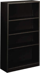 Hon - 4 Shelf, 59" High x 34-1/2" Wide Bookcase - 11-3/4" Deep, Steel, Black - Exact Tool & Supply
