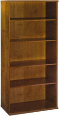 Bush Business Furniture - 5 Shelf, 72-7/8" High x 35-3/4" Wide Bookcase - 15-3/8" Deep, Laminate Over Wood, Natural Cherry - Exact Tool & Supply