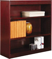 ALERA - 3 Shelf, 36" High x 35-5/8" Wide Bookcase - 11-3/4" Deep, Wood Veneer, Mahogany - Exact Tool & Supply