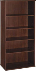 Bush Business Furniture - 5 Shelf, 72-7/8" High x 35-5/8" Wide Bookcase - 15-3/8" Deep, Laminate Over Wood, Hansen Cherry - Exact Tool & Supply