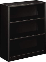 Hon - 3 Shelf, 41" High x 34-1/2" Wide Bookcase - 12-5/8" Deep, Steel, Black - Exact Tool & Supply