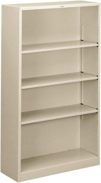 Hon - 4 Shelf, 59" High x 34-1/2" Wide Bookcase - 13-1/2" Deep, Steel, Light Gray - Exact Tool & Supply