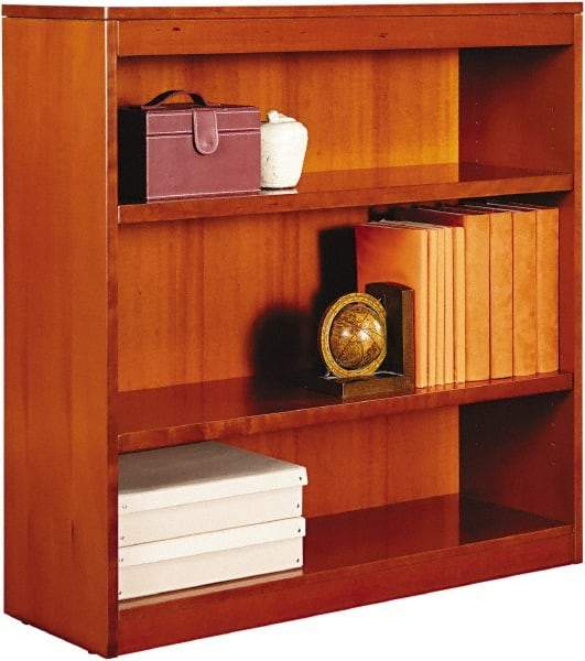ALERA - 3 Shelf, 36" High x 35-5/8" Wide Bookcase - 13-1/8" Deep, Wood Veneer, Medium Cherry - Exact Tool & Supply