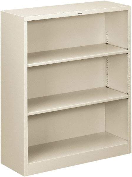 Hon - 3 Shelf, 41" High x 34-1/2" Wide Bookcase - 11-5/8" Deep, Steel, Light Gray - Exact Tool & Supply