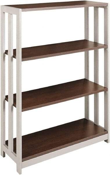 Linea Italia - 3 Shelf, 43-1/4" High x 31-1/2" Wide Bookcase - 11-1/2" Deep, Woodgrain Laminate, Mocha - Exact Tool & Supply