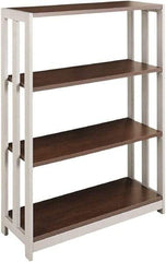 Linea Italia - 3 Shelf, 43-1/4" High x 31-1/2" Wide Bookcase - 11-1/2" Deep, Woodgrain Laminate, Mocha - Exact Tool & Supply